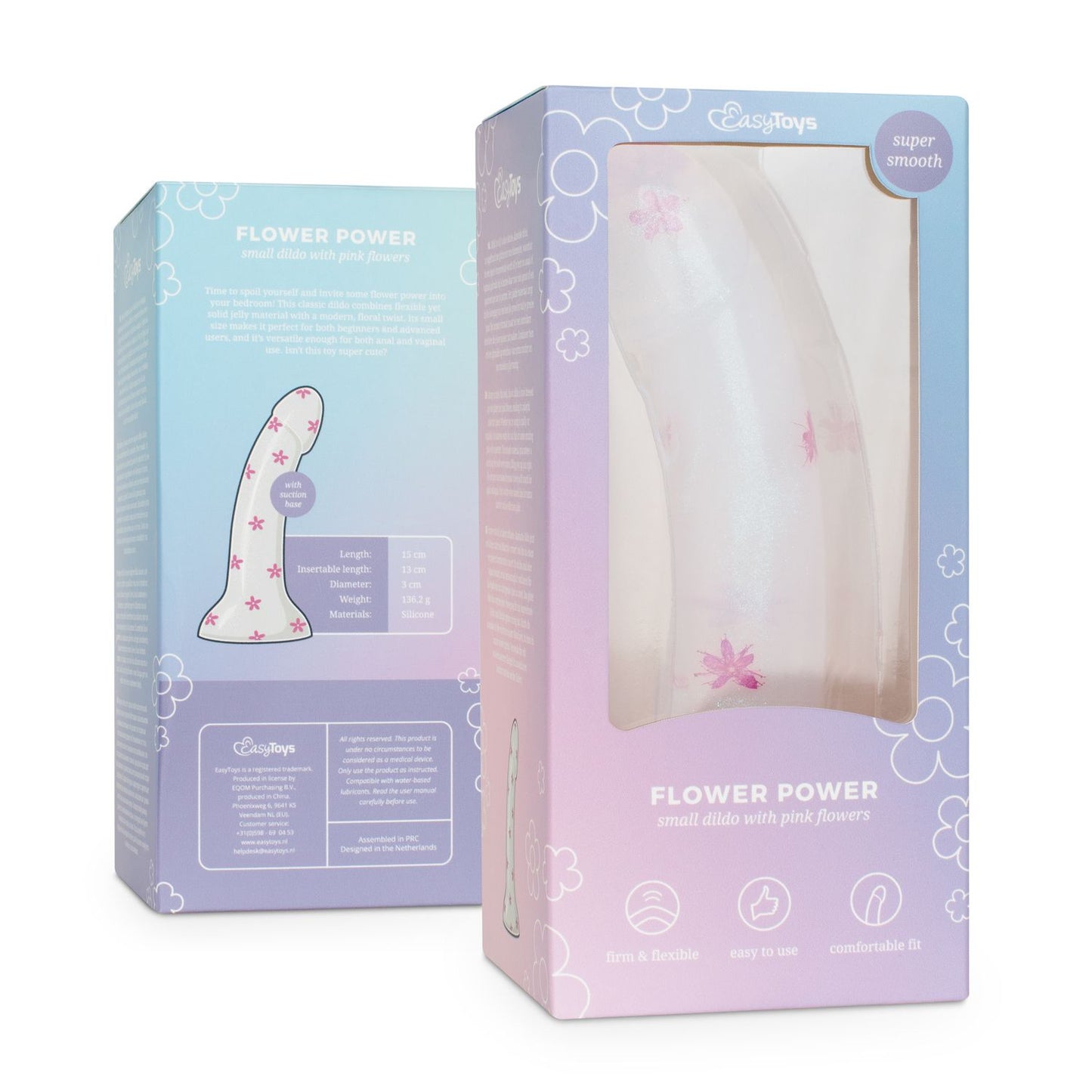 Dildo Collection Flower Power Dildo – Pink Glitter Design 15 cm – Realistic Dildo