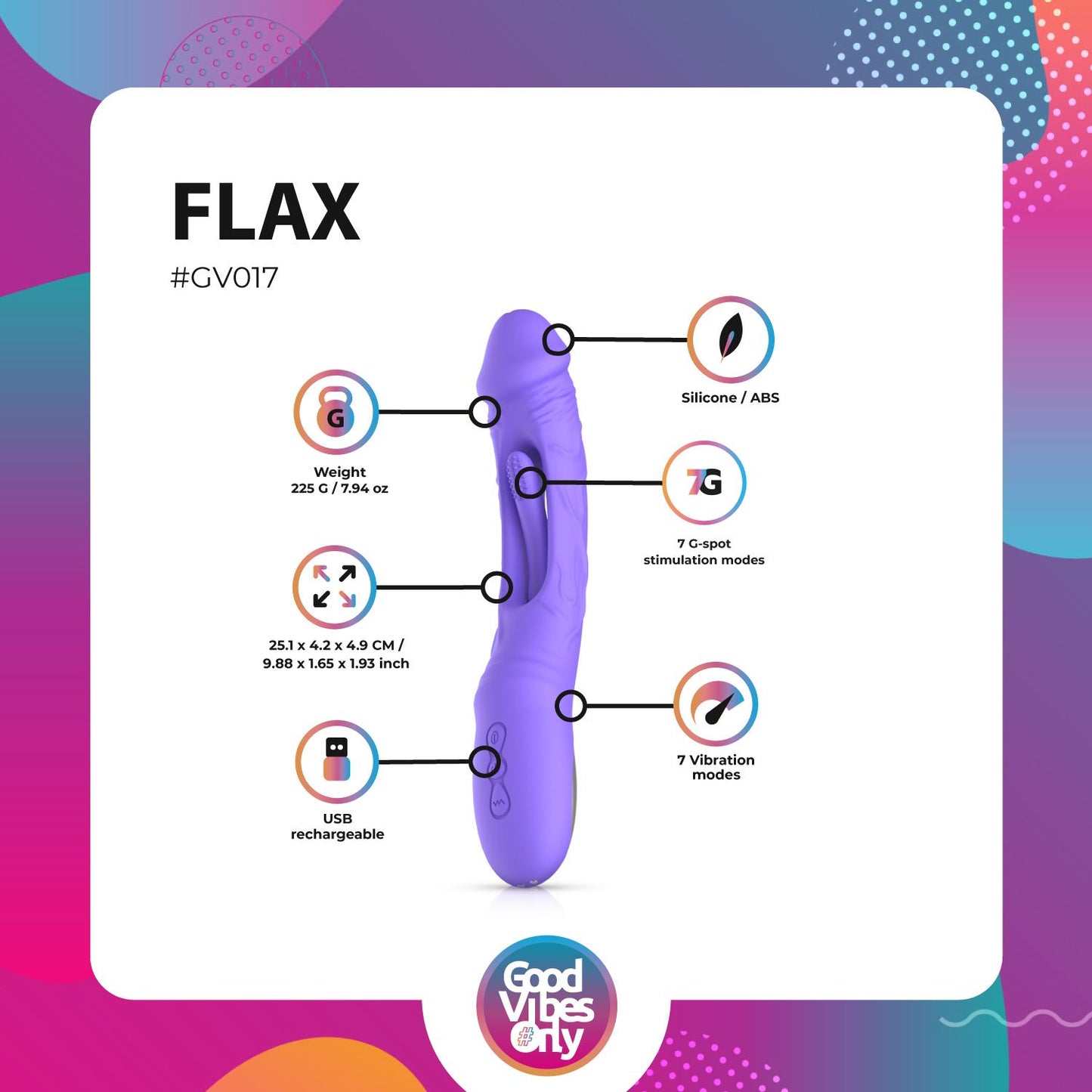 Good Vibes Only - Flax Vibrating Dildo with G-Spot Stimulator