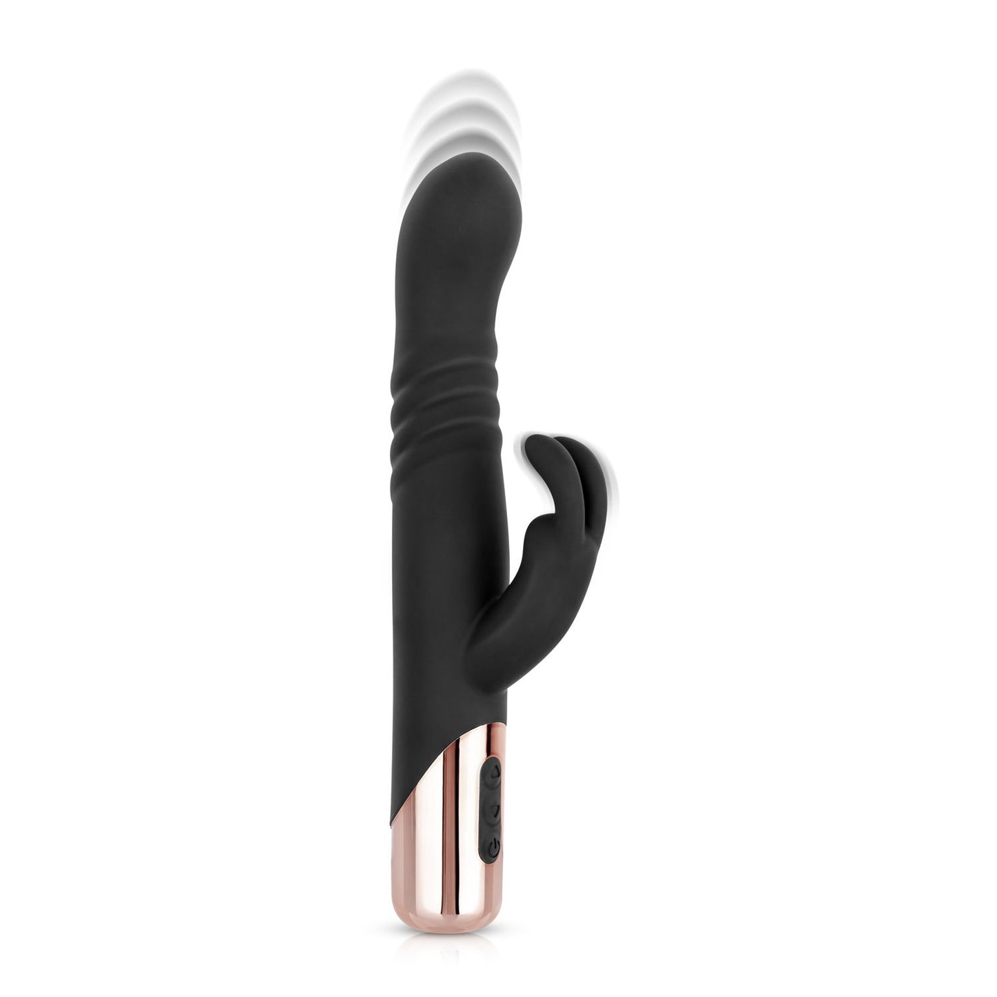 Rosy Gold - Rabbit Vibrator with thrusting function - Black – Thrusting Rabbit Vibrator