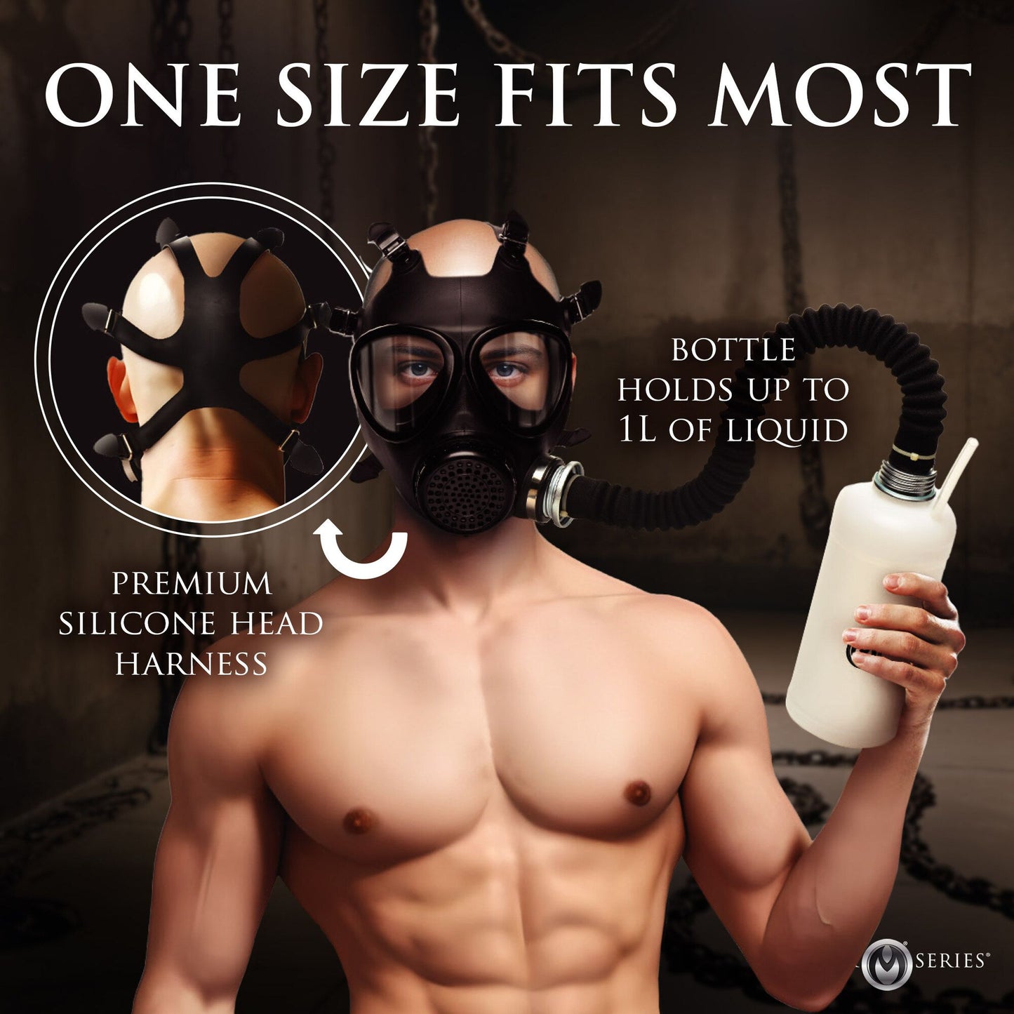 XR Brands - Inhaler Gas Mask with Bottle - Black & White – Bondage Gear
