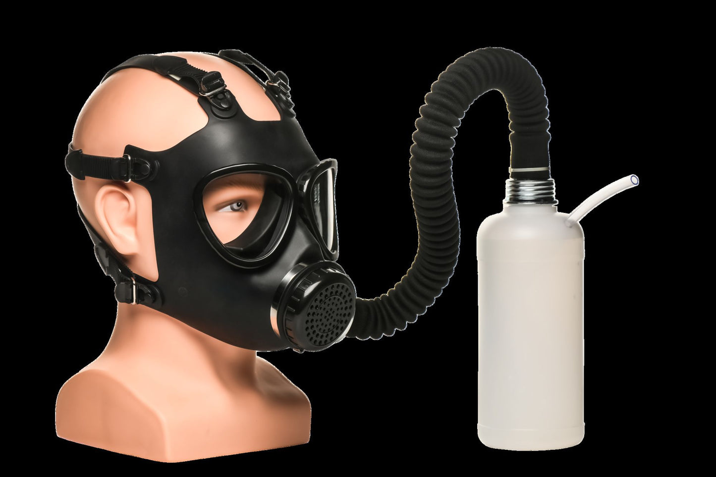 XR Brands - Inhaler Gas Mask with Bottle - Black & White – Bondage Gear