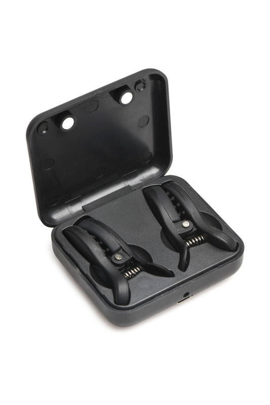 XR Brands - Dark Grip Vibrating Nipple Clamps - Black – Adjustable Nipple Clamps