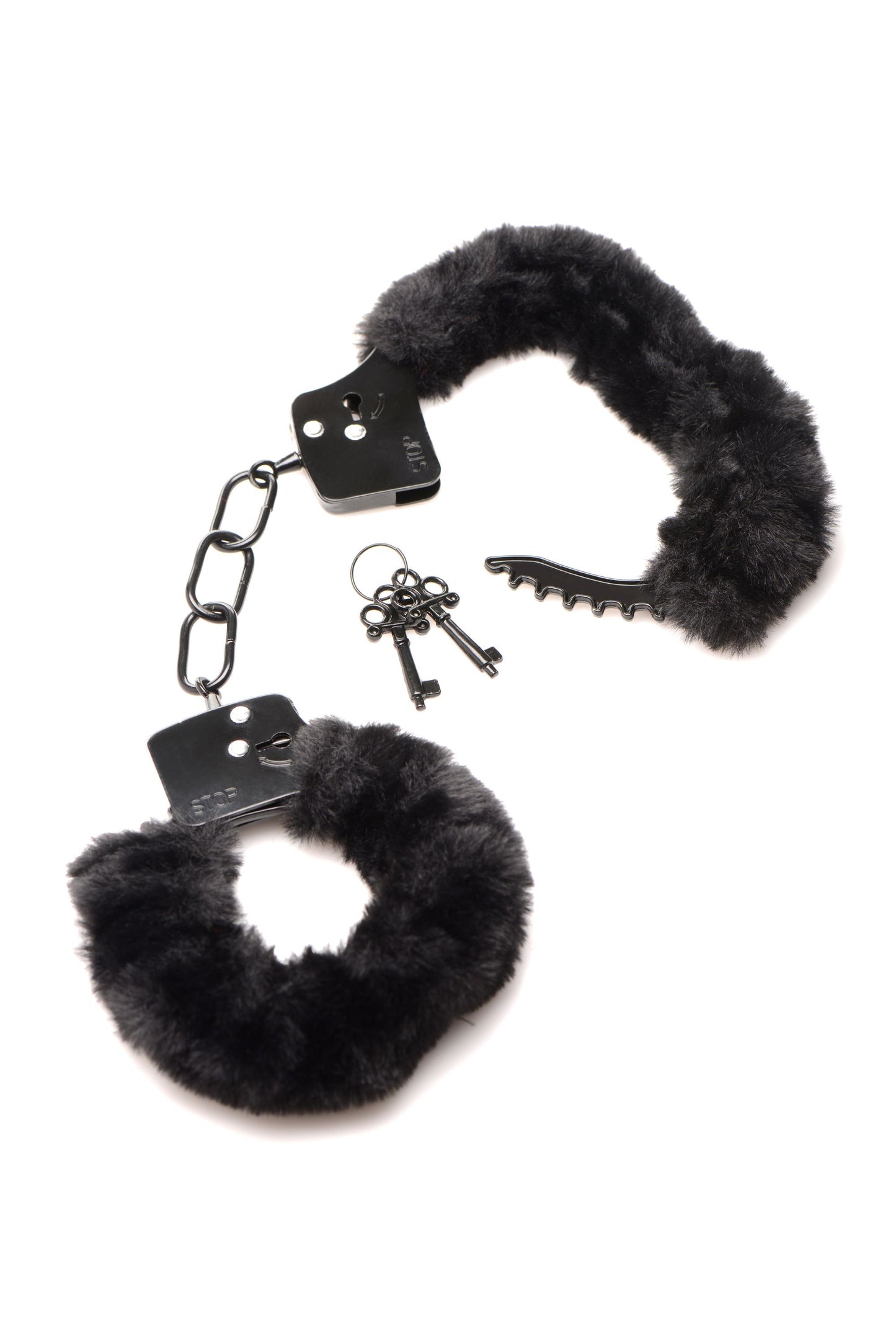 XR Brands - Cuffed In Fur Handcuffs - Black – Bondage Handcuffs