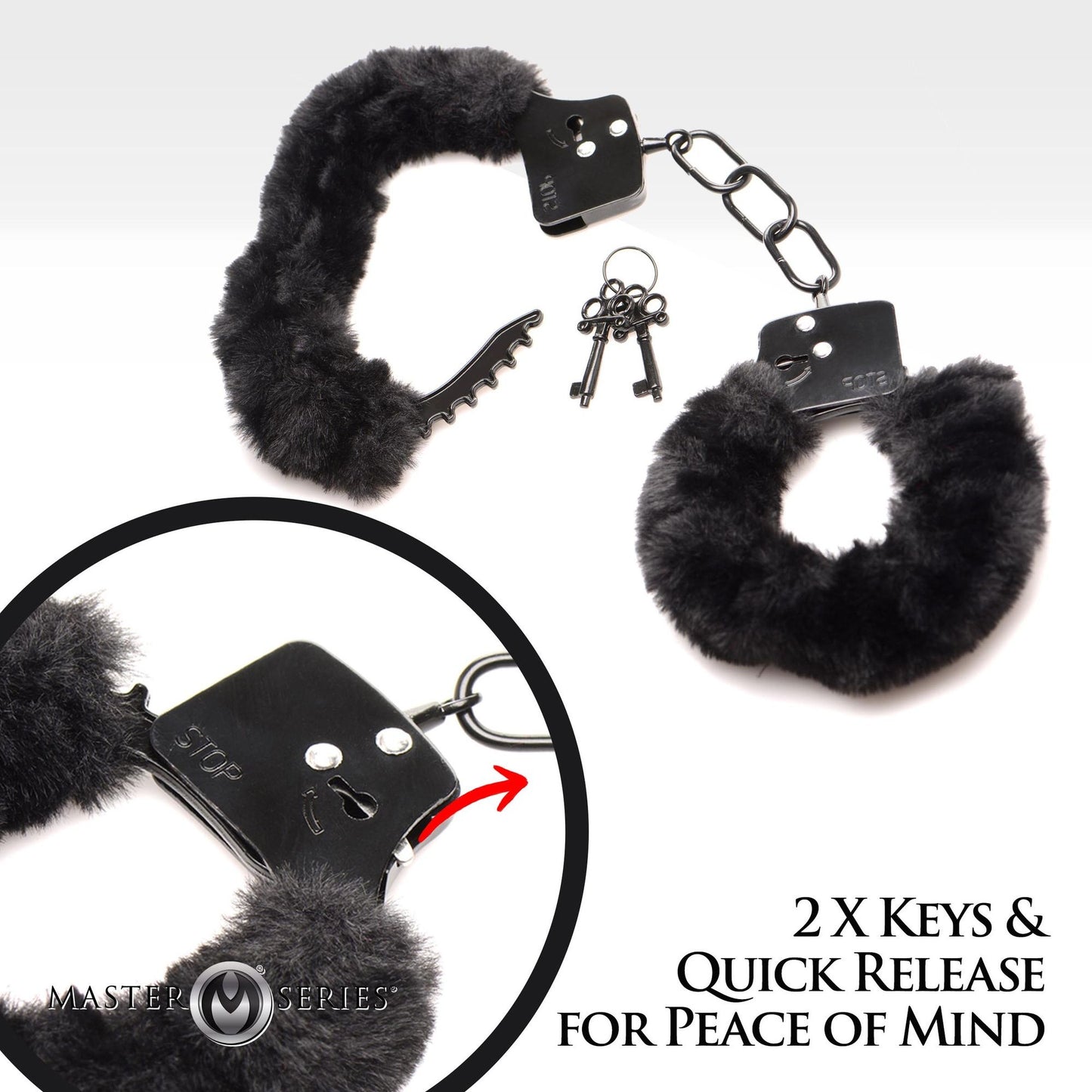 XR Brands - Cuffed In Fur Handcuffs - Black – Bondage Handcuffs