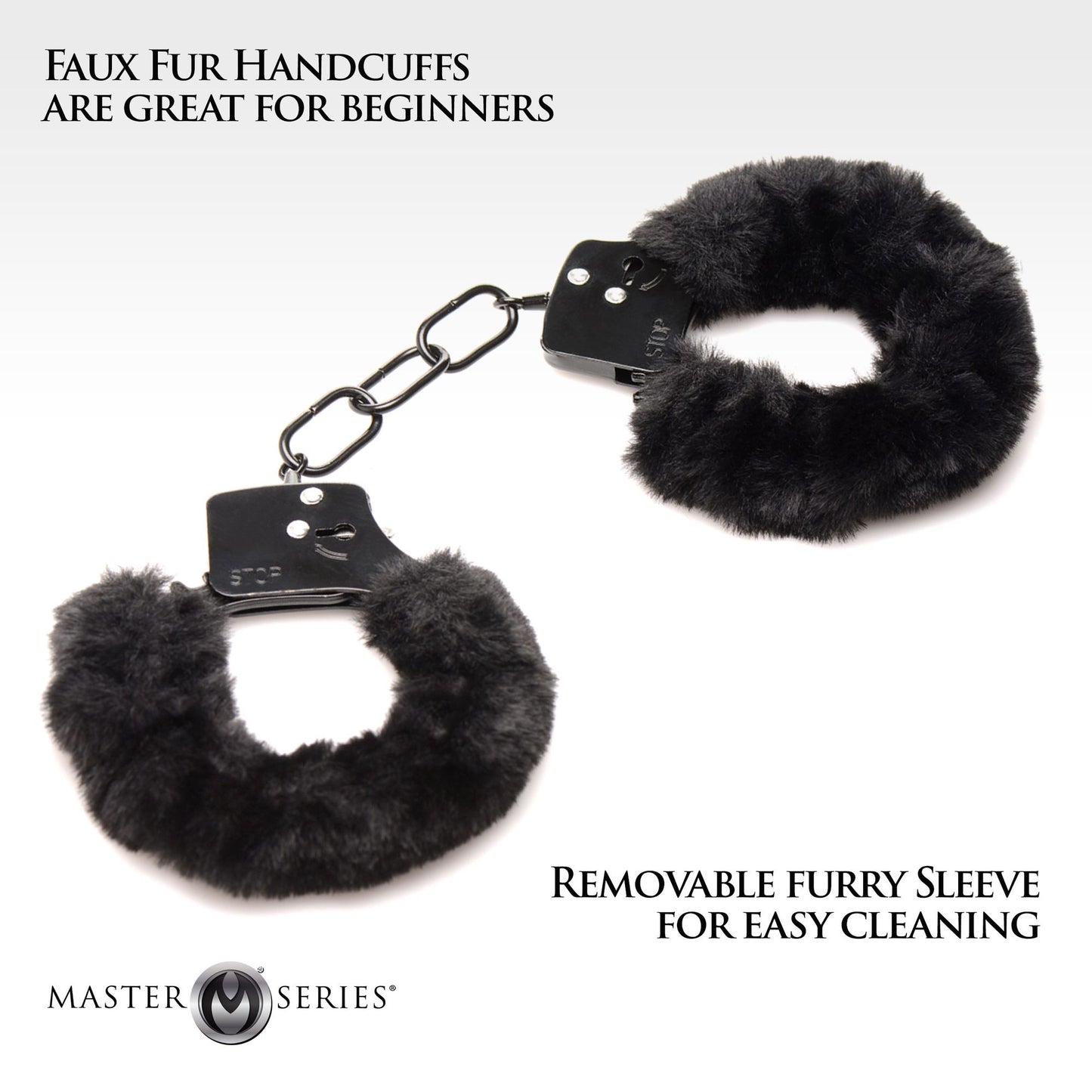 XR Brands - Cuffed In Fur Handcuffs - Black – Bondage Handcuffs