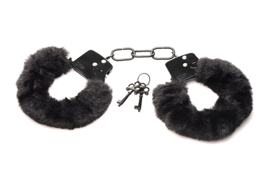 XR Brands - Cuffed In Fur Handcuffs - Black – Bondage Handcuffs