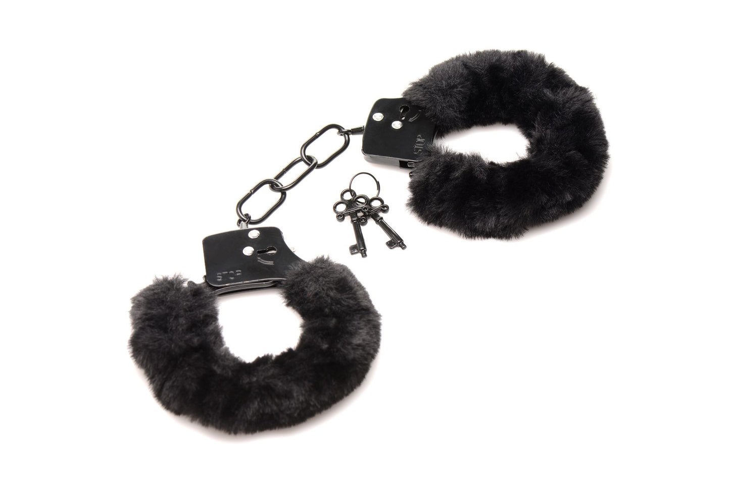 XR Brands - Cuffed In Fur Handcuffs - Black – Bondage Handcuffs