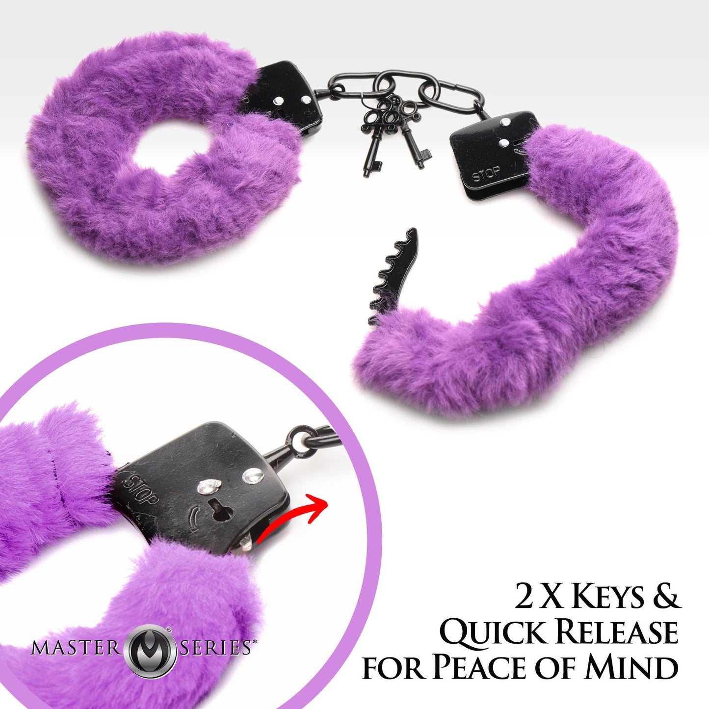 XR Brands - Cuffed In Fur Handcuffs - Purple – Bondage Handcuffs