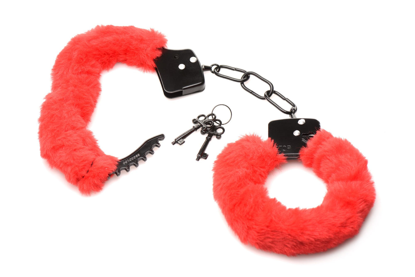 XR Brands - Cuffed in Fur Handcuffs - Red – Bondage Handcuffs