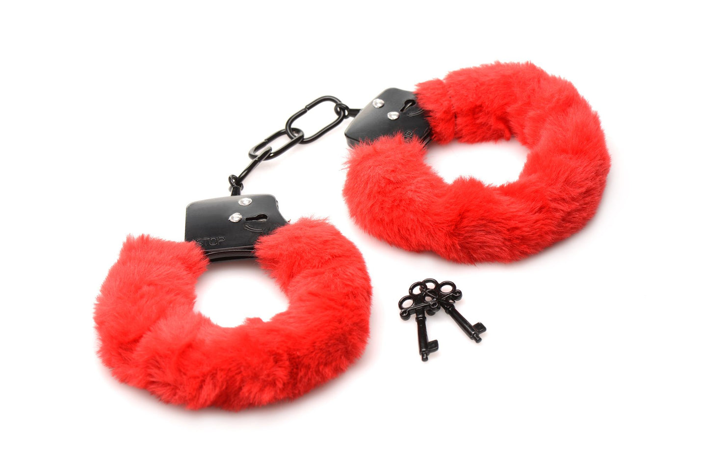 XR Brands - Cuffed in Fur Handcuffs - Red – Bondage Handcuffs