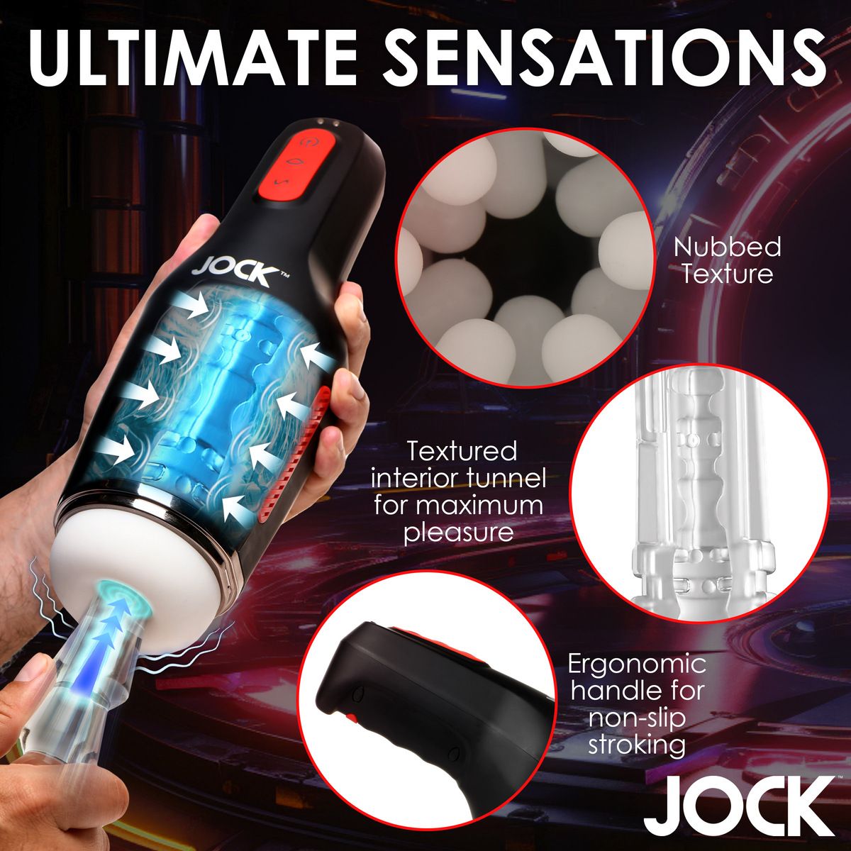 JOCK - Masturbador Recarregável com Sucção e Vibração