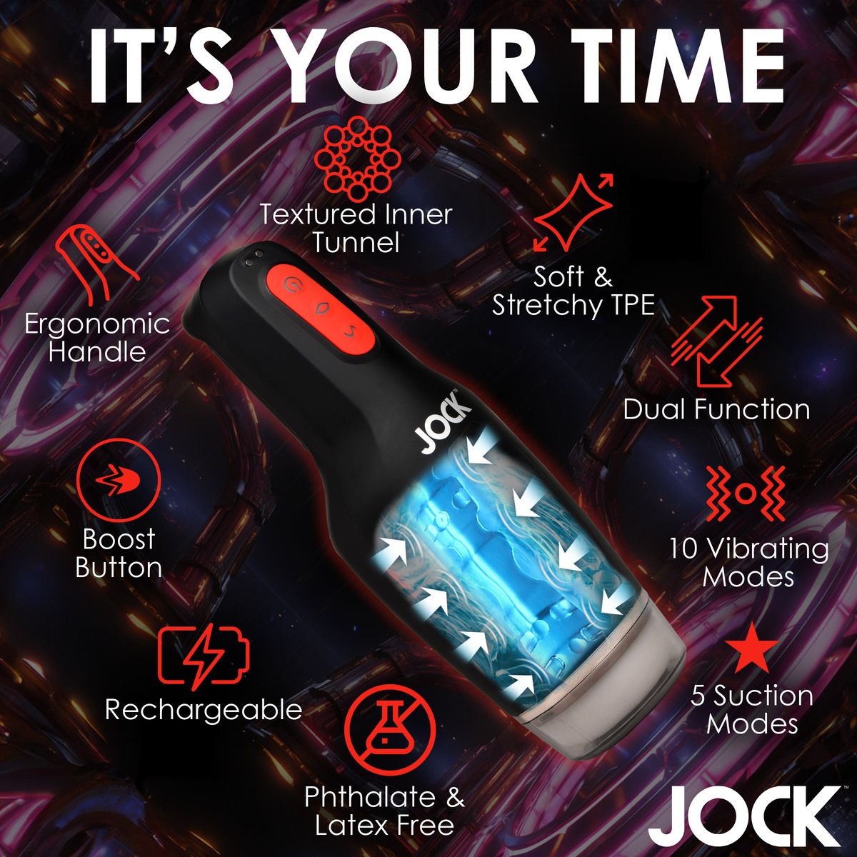 JOCK - Masturbador Recarregável com Sucção e Vibração