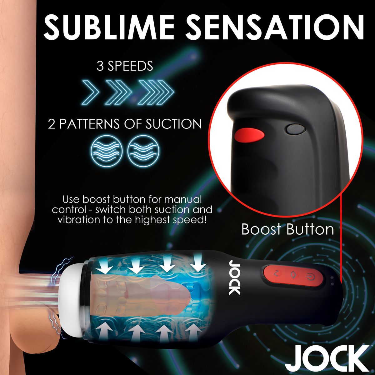 JOCK - Masturbador Recarregável com Sucção e Vibração