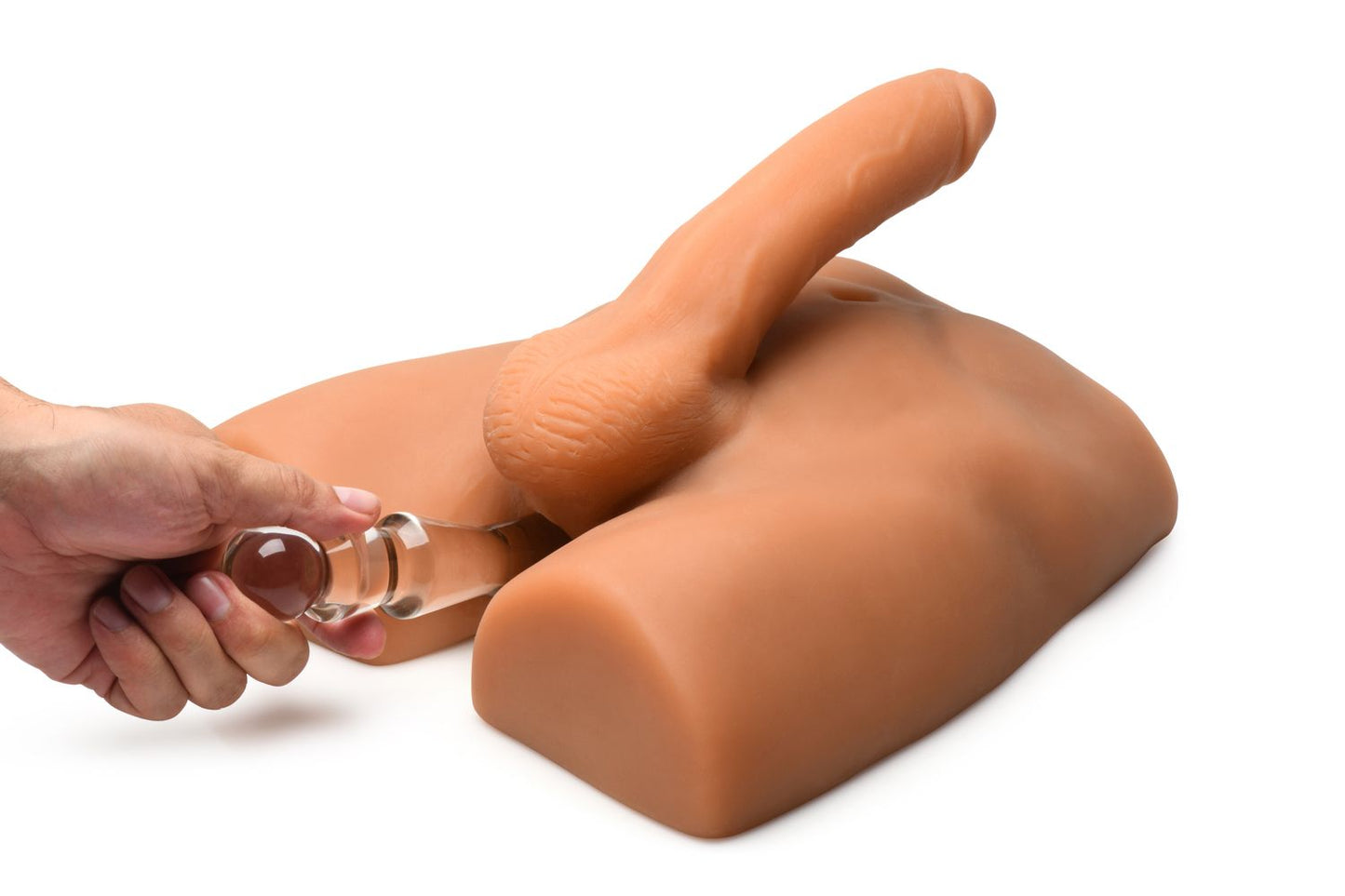 Jock - Ass Masturbator with Posable Dildo - Medium Tone – Realistic Dildo