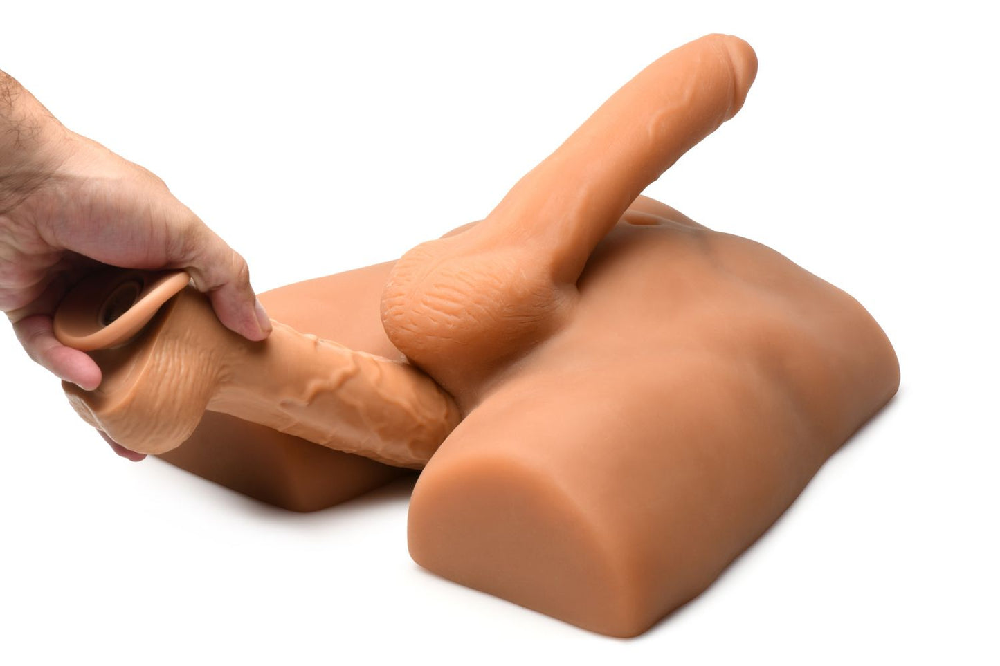 Jock - Ass Masturbator with Posable Dildo - Medium Tone – Realistic Dildo