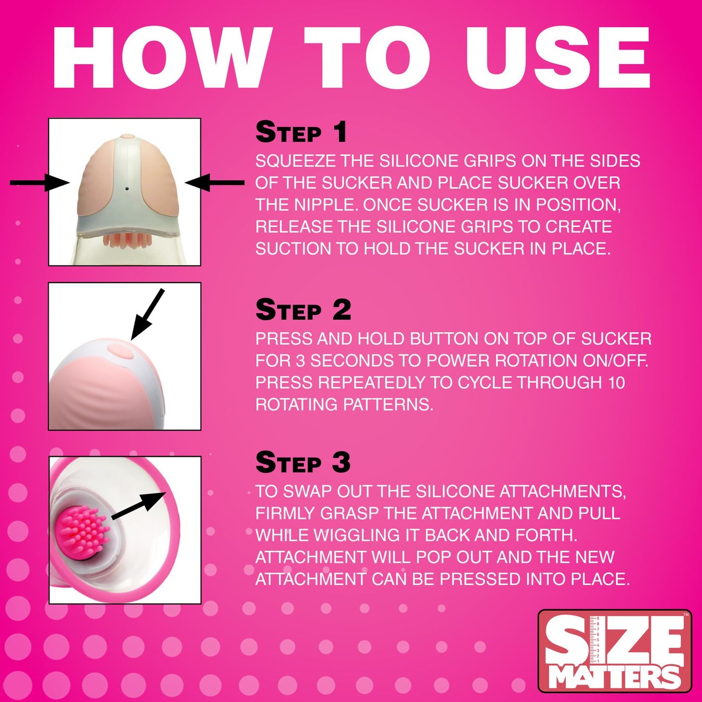 Size Matters - Rotating Nipple Suckers - 4 Attachments – Nipple Suction Cups