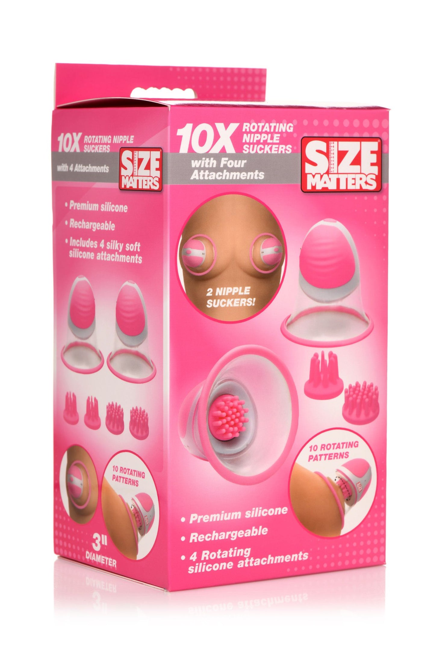Size Matters - Rotating Nipple Suckers - 4 Attachments – Nipple Suction Cups