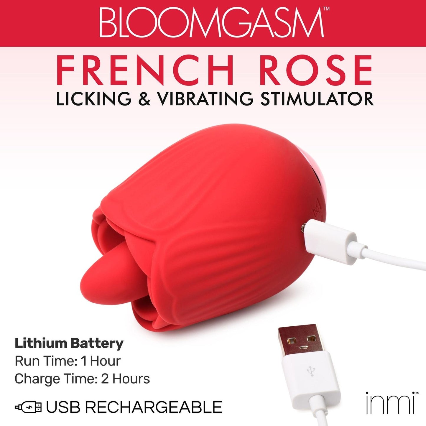 Bloomgasm - French Rose Licking & Vibrating Stimulator - Red