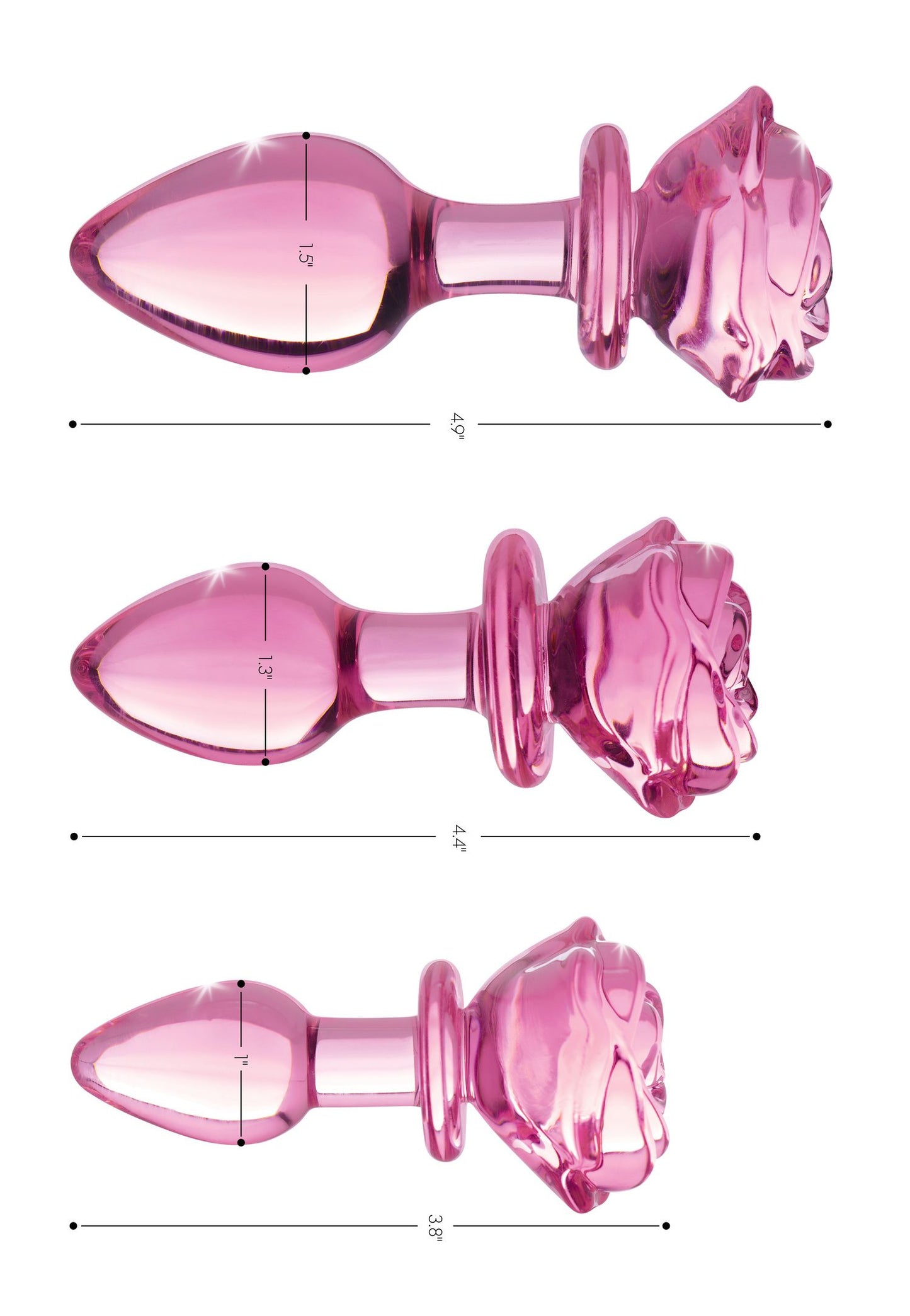 BOOTY SPARKS - Plug Anal em Vidro Rosa Pequeno - Cor-de-rosa