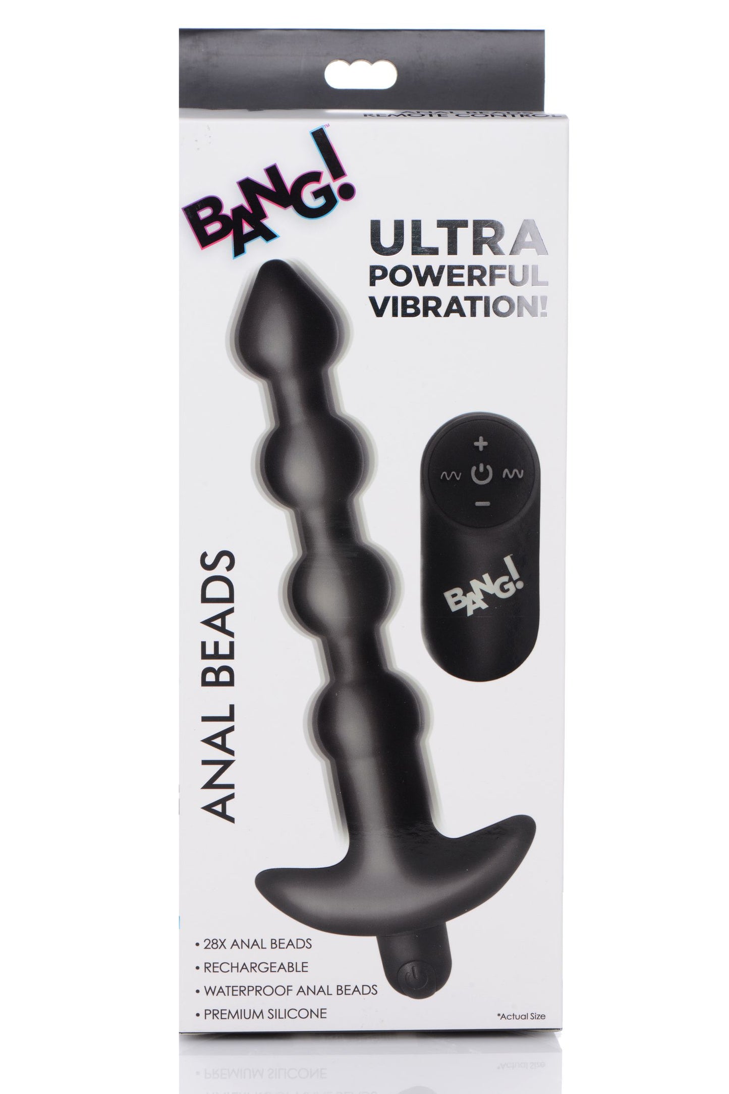 Bang! - 28x Remote Control Vibrating Silicone Anal Beads - Black