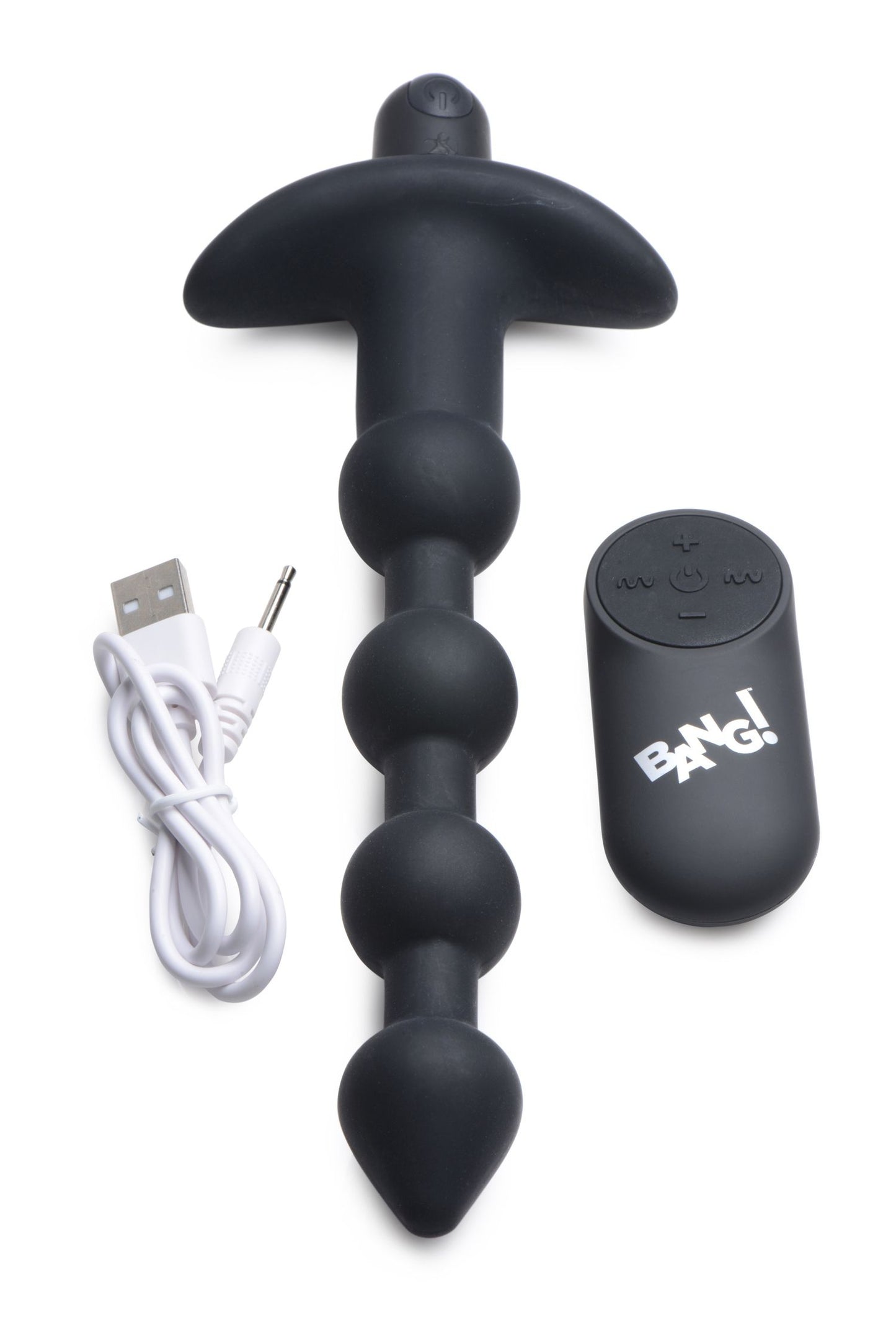 Bang! - 28x Remote Control Vibrating Silicone Anal Beads - Black