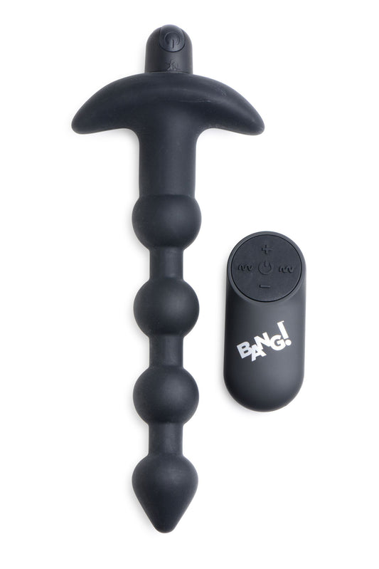 XR Brands BANG! 28X Remote Control Vibrating Silicone Anal Beads Black lingerie