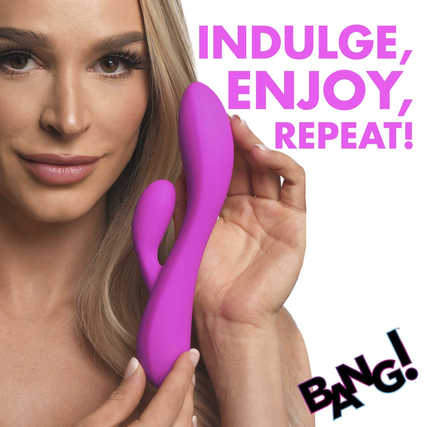 BANG! - Vibrador de Coelho Flexível com Estimulação Dupla - Roxo