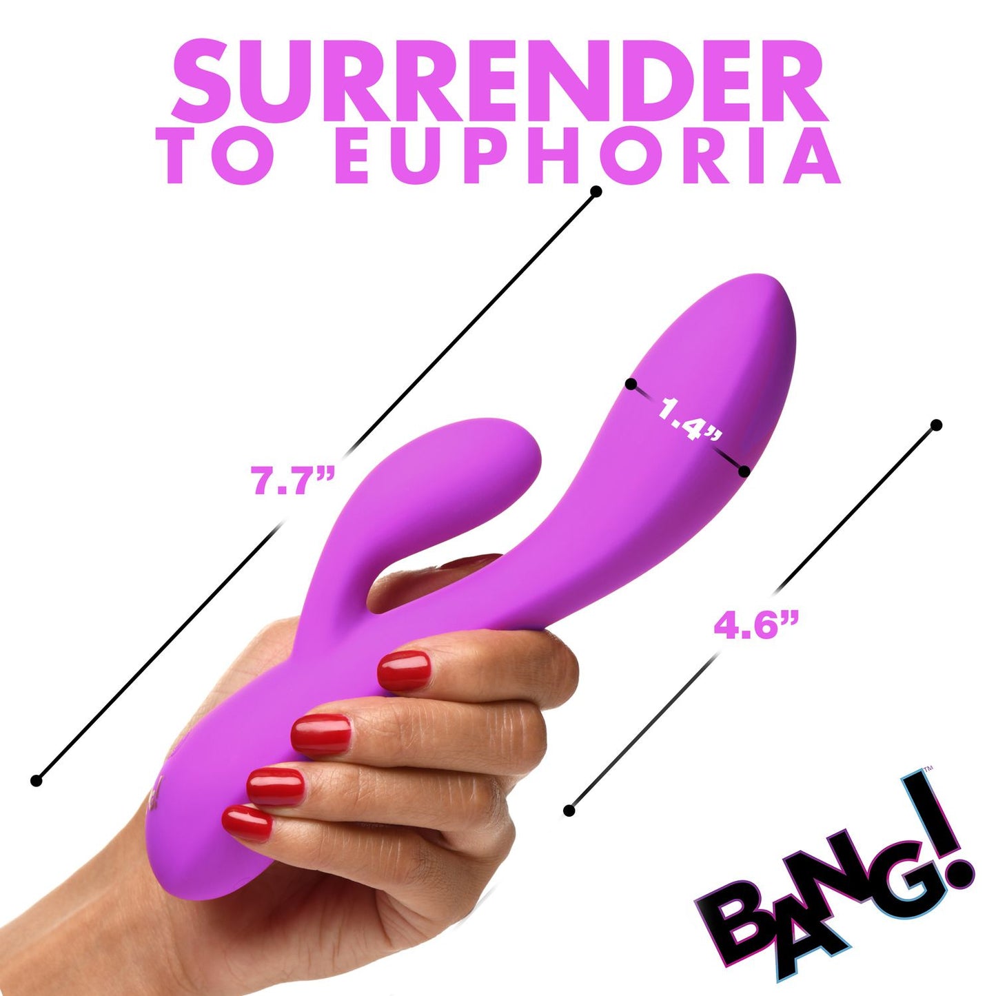 BANG! - Vibrador de Coelho Flexível com Estimulação Dupla - Roxo