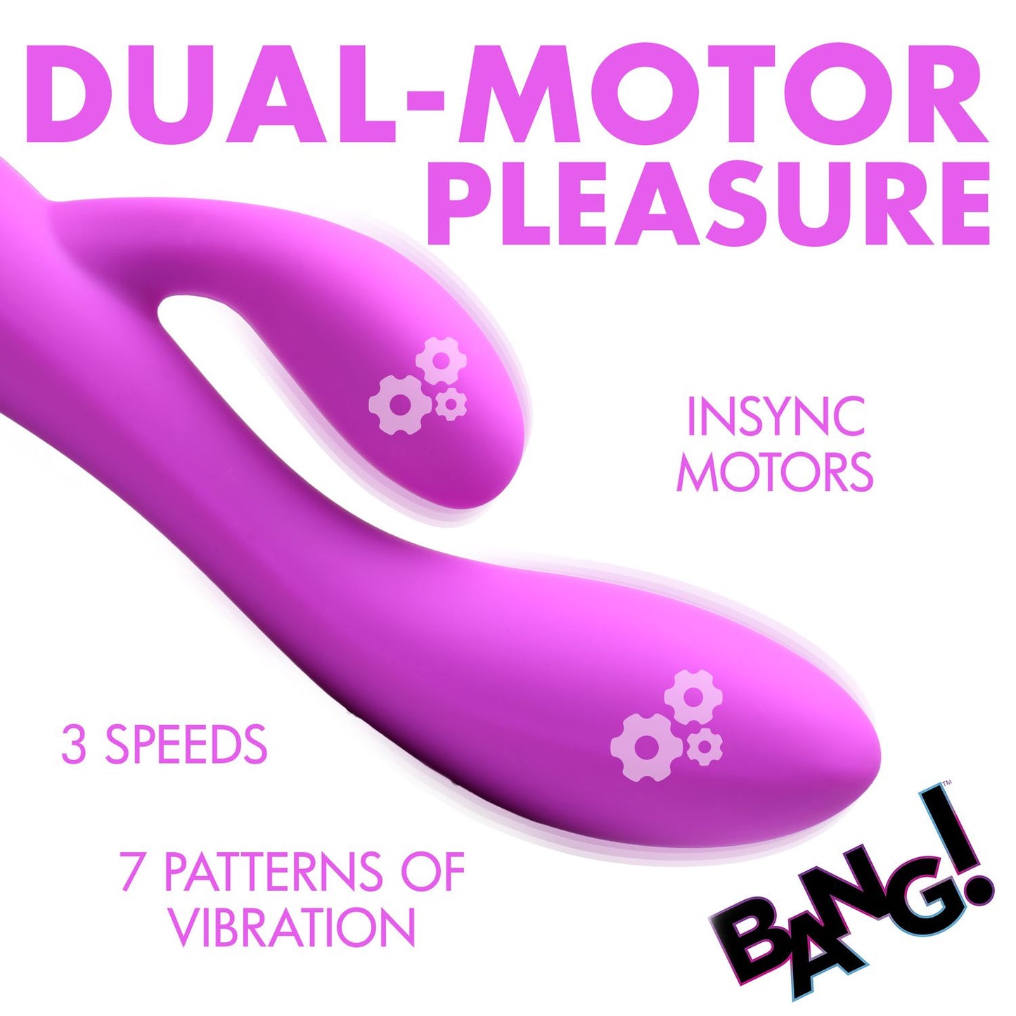 BANG! - Vibrador de Coelho Flexível com Estimulação Dupla - Roxo