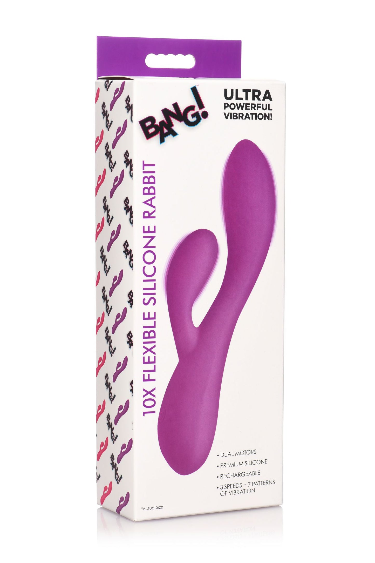 BANG! - Vibrador de Coelho Flexível com Estimulação Dupla - Roxo