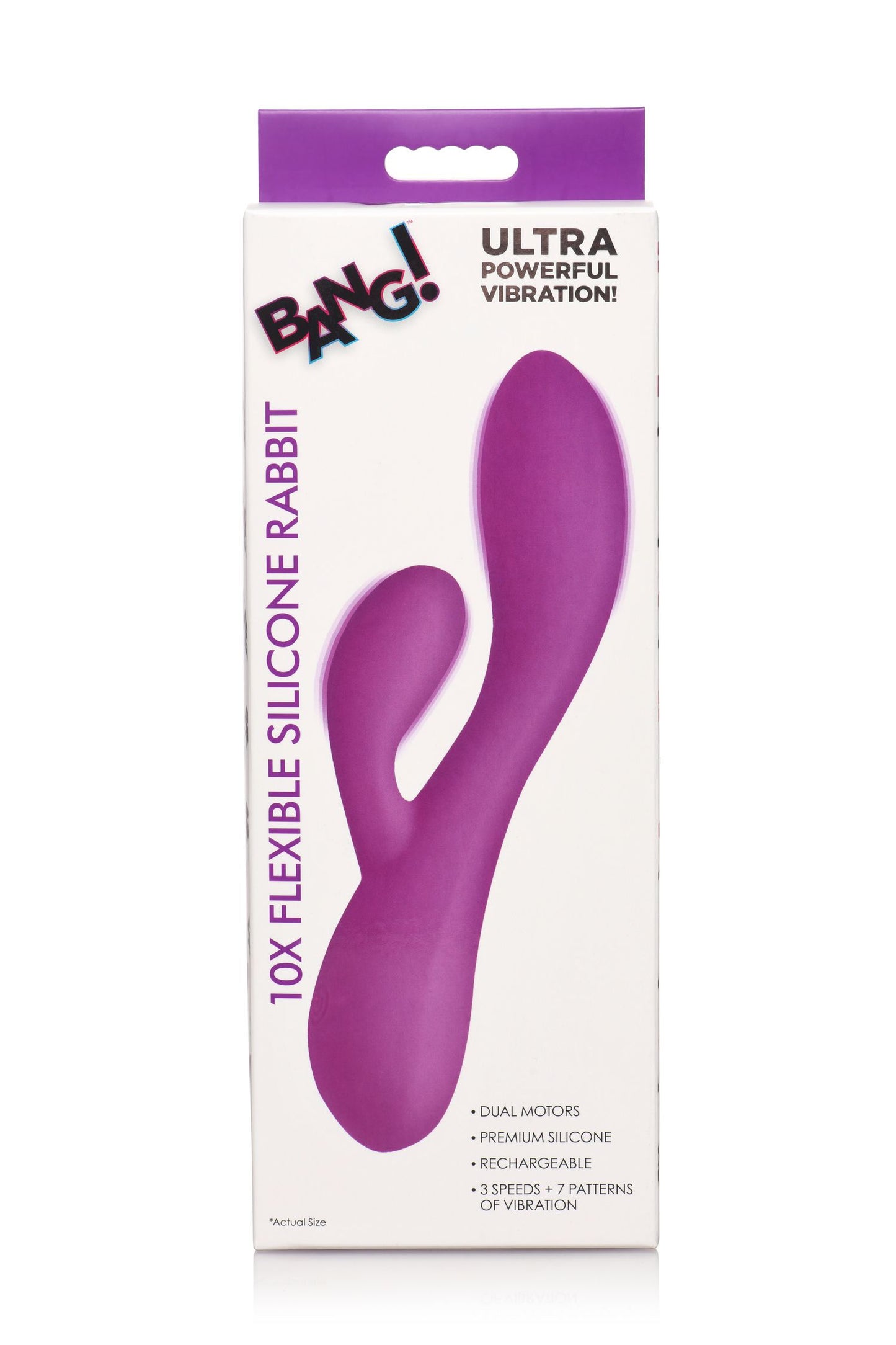 BANG! - Vibrador de Coelho Flexível com Estimulação Dupla - Roxo