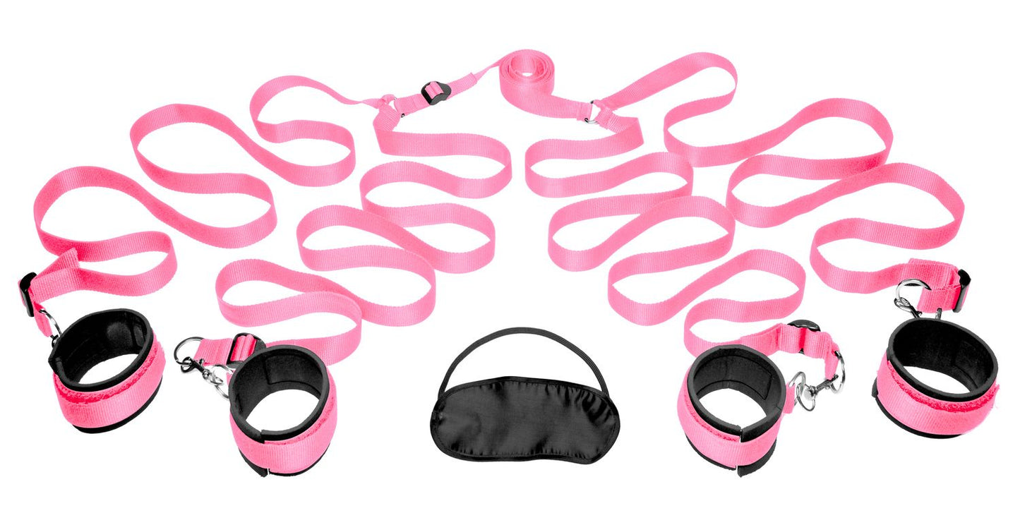 Frisky - Bedroom Restraint Kit Bed Cuffs - Pink – Handcuffs