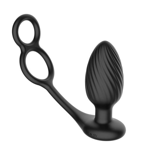 Nexus - Tornado Rotating Plug with Cock & Ball Rings - Black – Vibrating Butt Plug