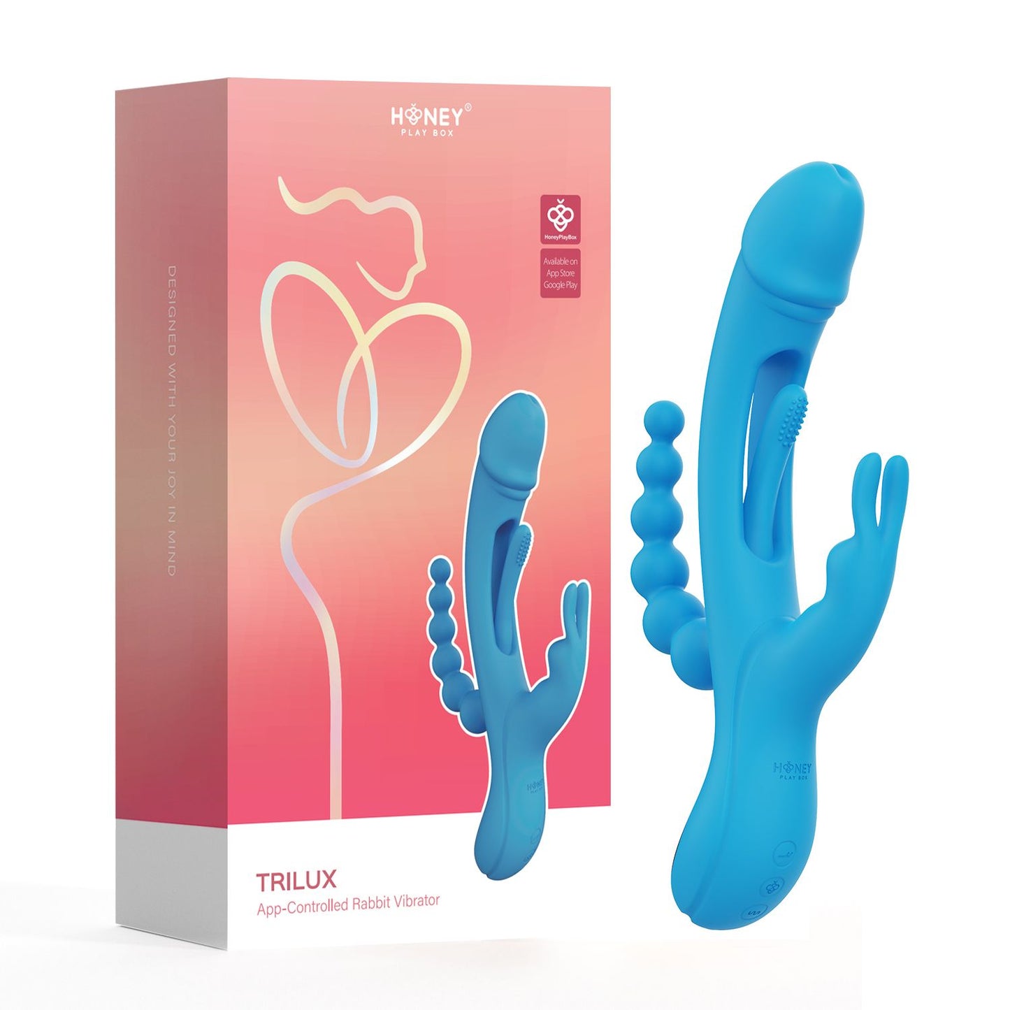 HoneyPlayBox - Trilux Kinky Finger Rabbit Vibrator - Blue – G Spot Rabbit Vibrator