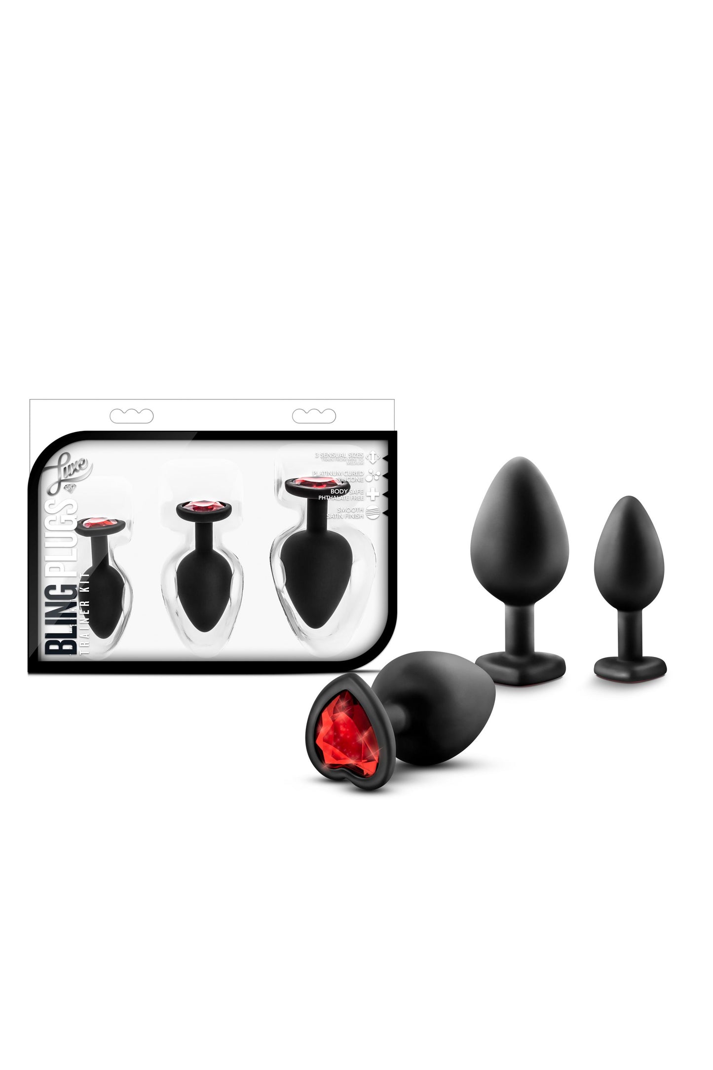 Blush - Luxe Bling Plugs Training Kit Black With Red Gems