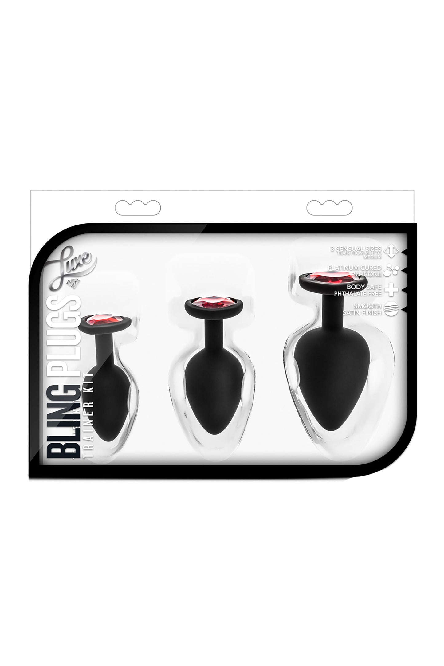 Blush - Luxe Bling Plugs Training Kit Black With Red Gems