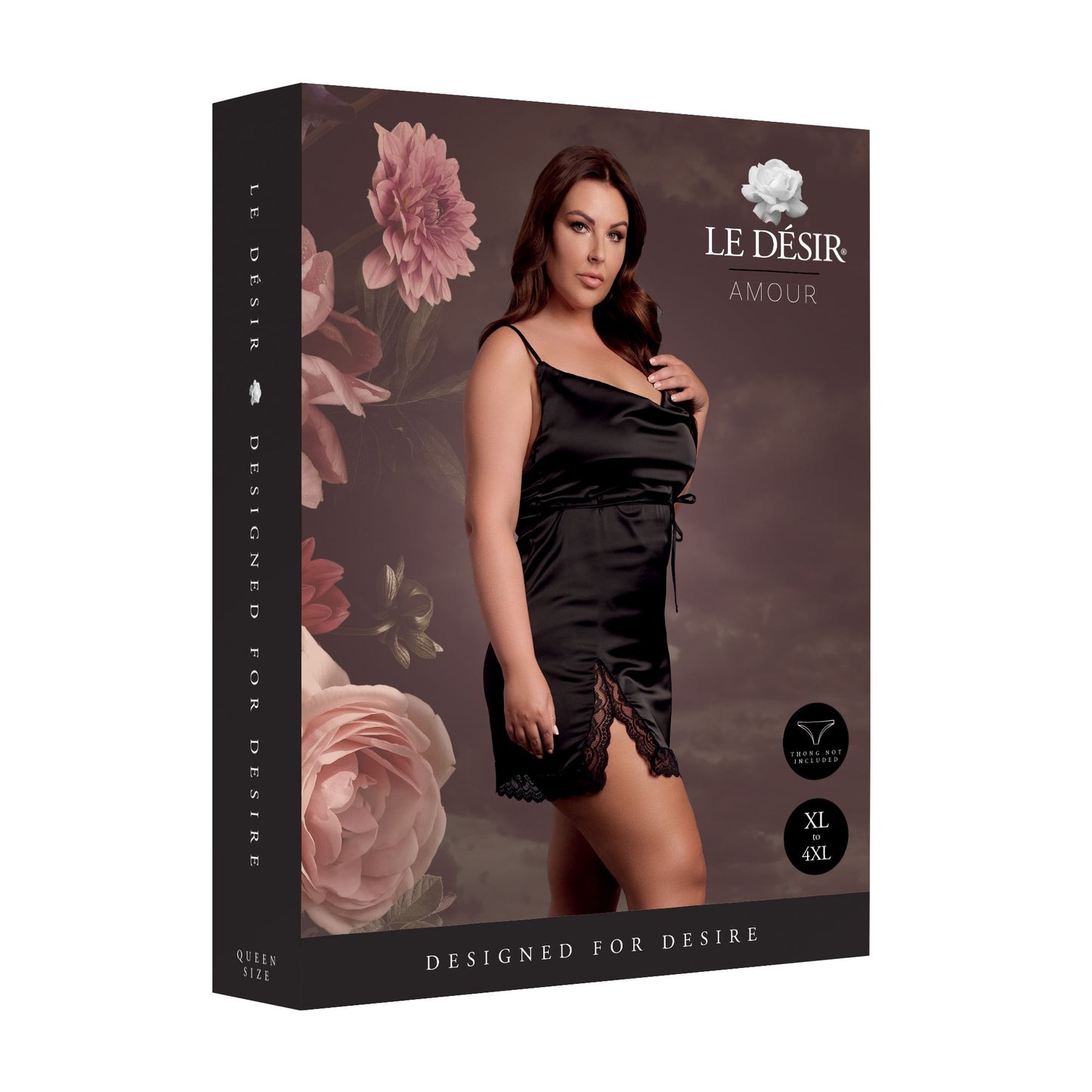 Le Desir – Criss Cross Silk Slit Dress Open Back Queen size - Black – Suspender Belt