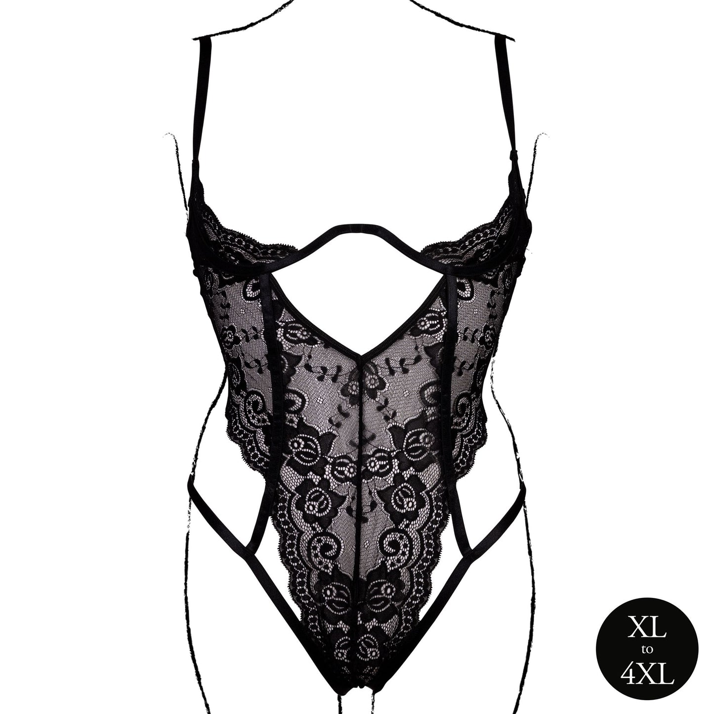 Le Désir – Open Cup Lace Bodysuit with Underwire - Black – Open Cup Bra