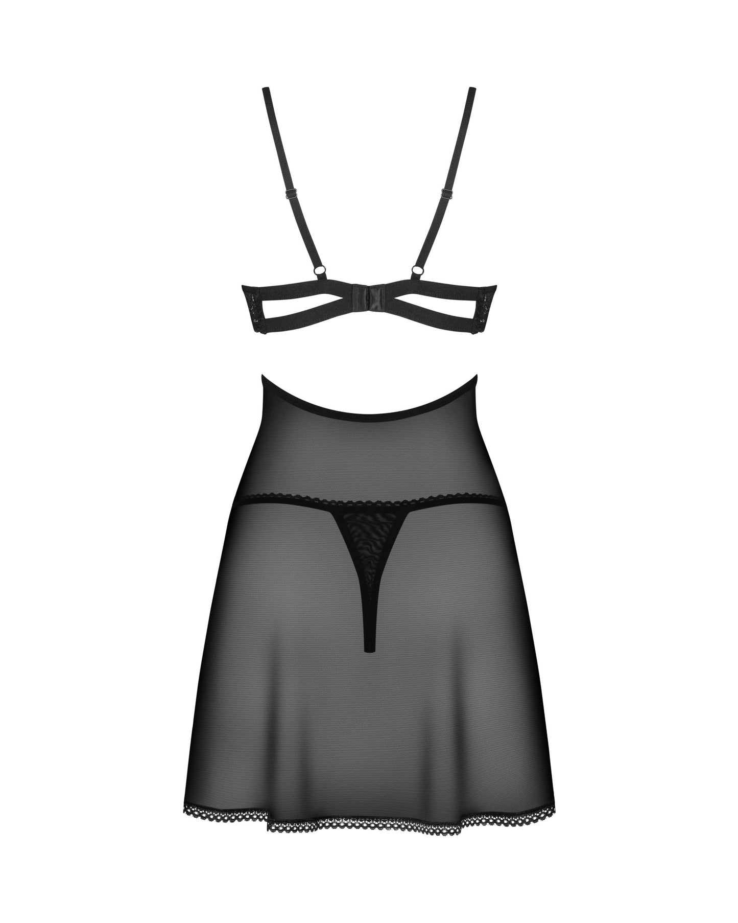 Obsessive - Nutris Babydoll e Fio Dental - Preto
