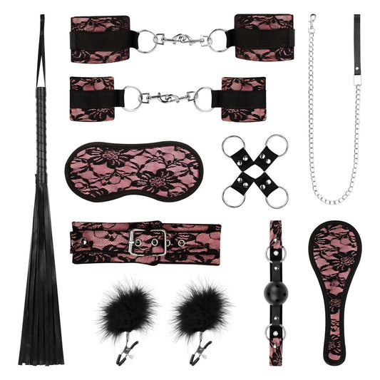 Bedroom Fantasies - Bound by Lace - 8 Piece SM Set - Pink – Bondage Kit