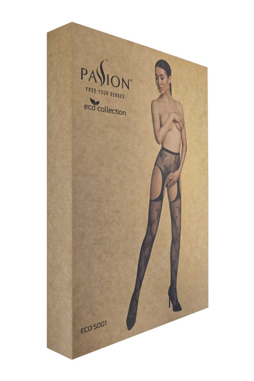 Passion Eco - Open Crotch Suspender Pantyhose - White – Crotchless Knickers