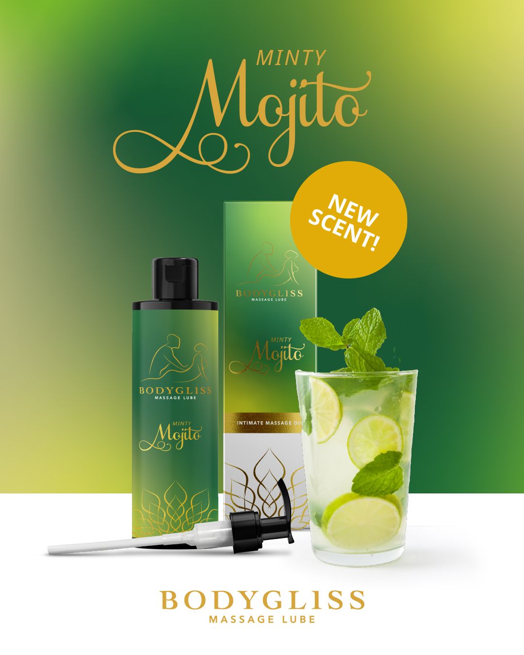 BodyGliss – Óleo de Massagem e Lubrificante 2 em 1 Mojito de Menta – 150 ml