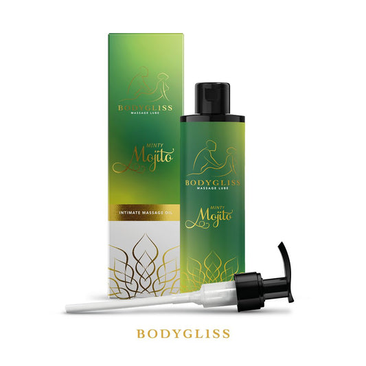 BodyGliss – Massage Oil and Lubricant in 1 Minty Mojito – 150 ml – Water Based Lubricant