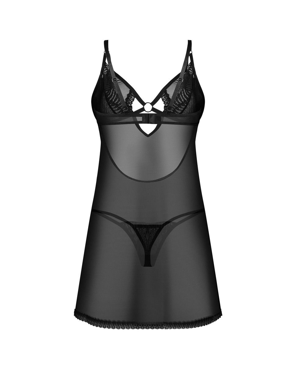 Obsessive – Chemise & Thong – Black – Babydoll Lingerie