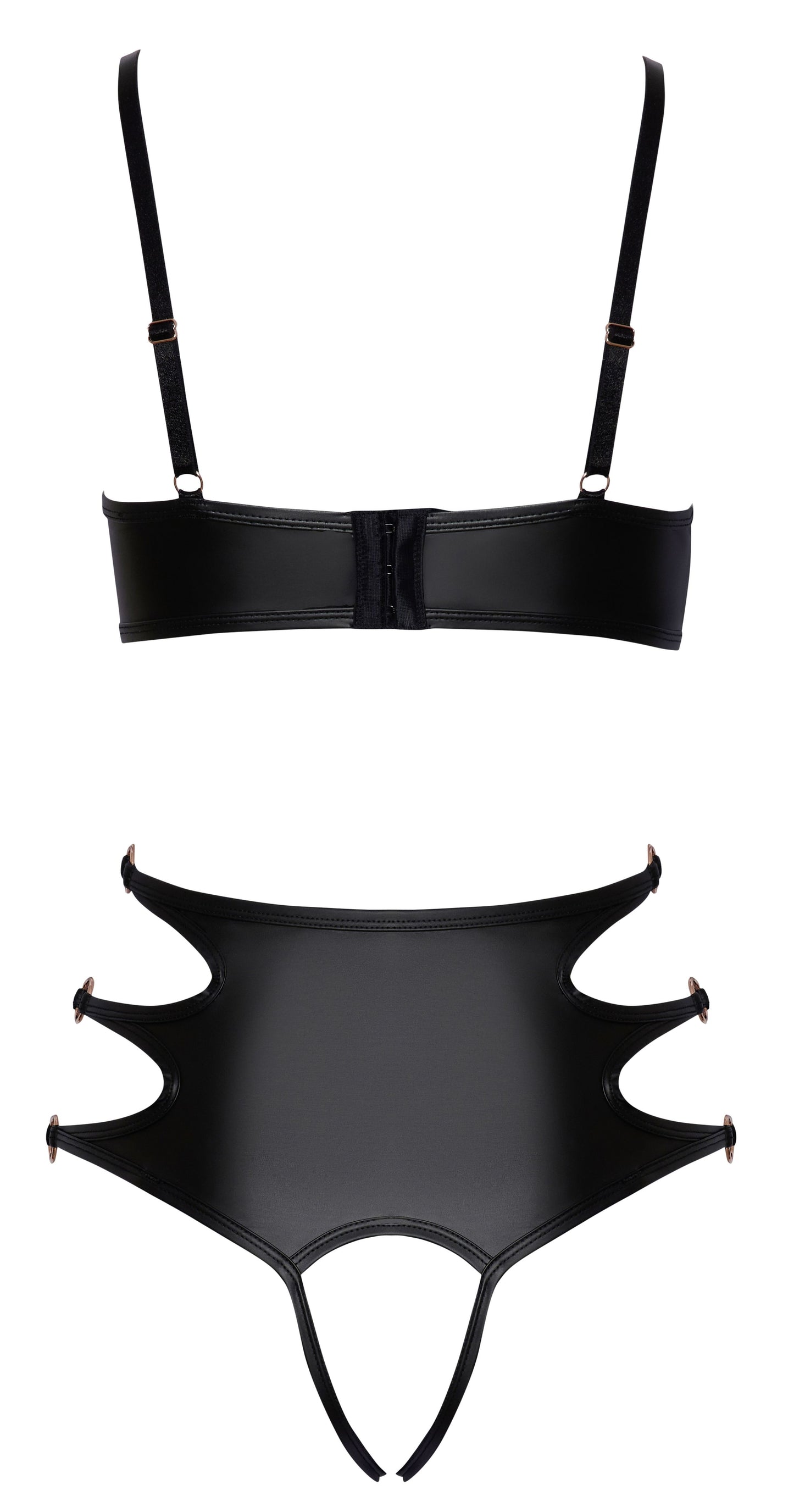 Cottelli Lingerie – Soft Bra & Crotchless Panty Set – Black – Crotchless Knickers