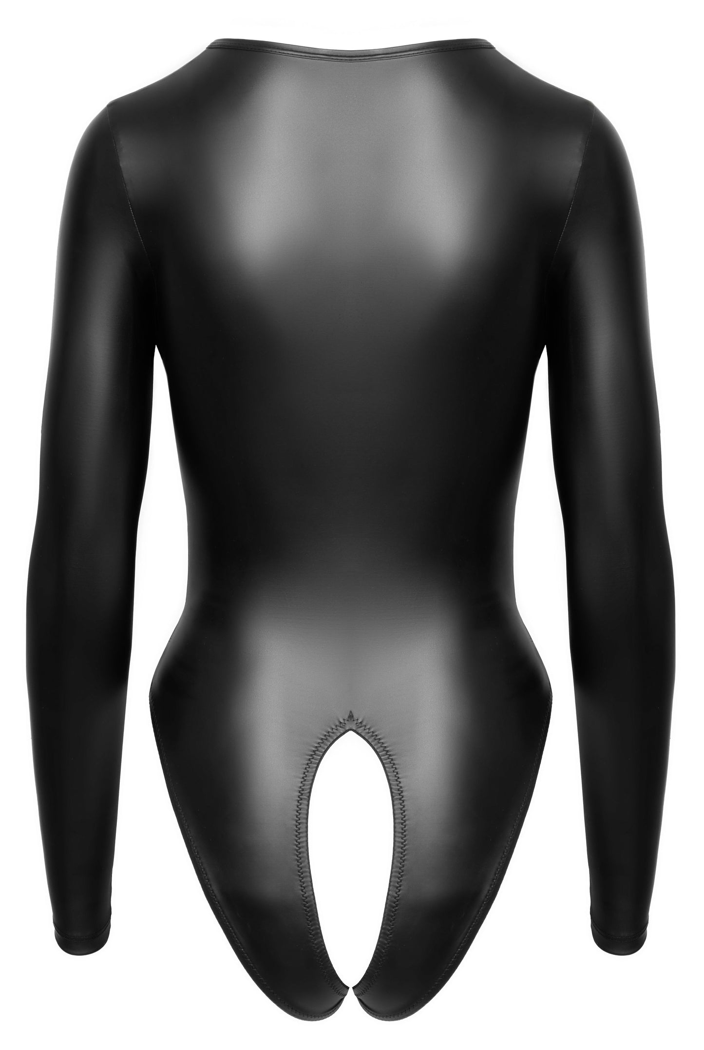 Cottelli Lingerie – Crotchless Long Sleeve Body – Black – Crotchless Knickers