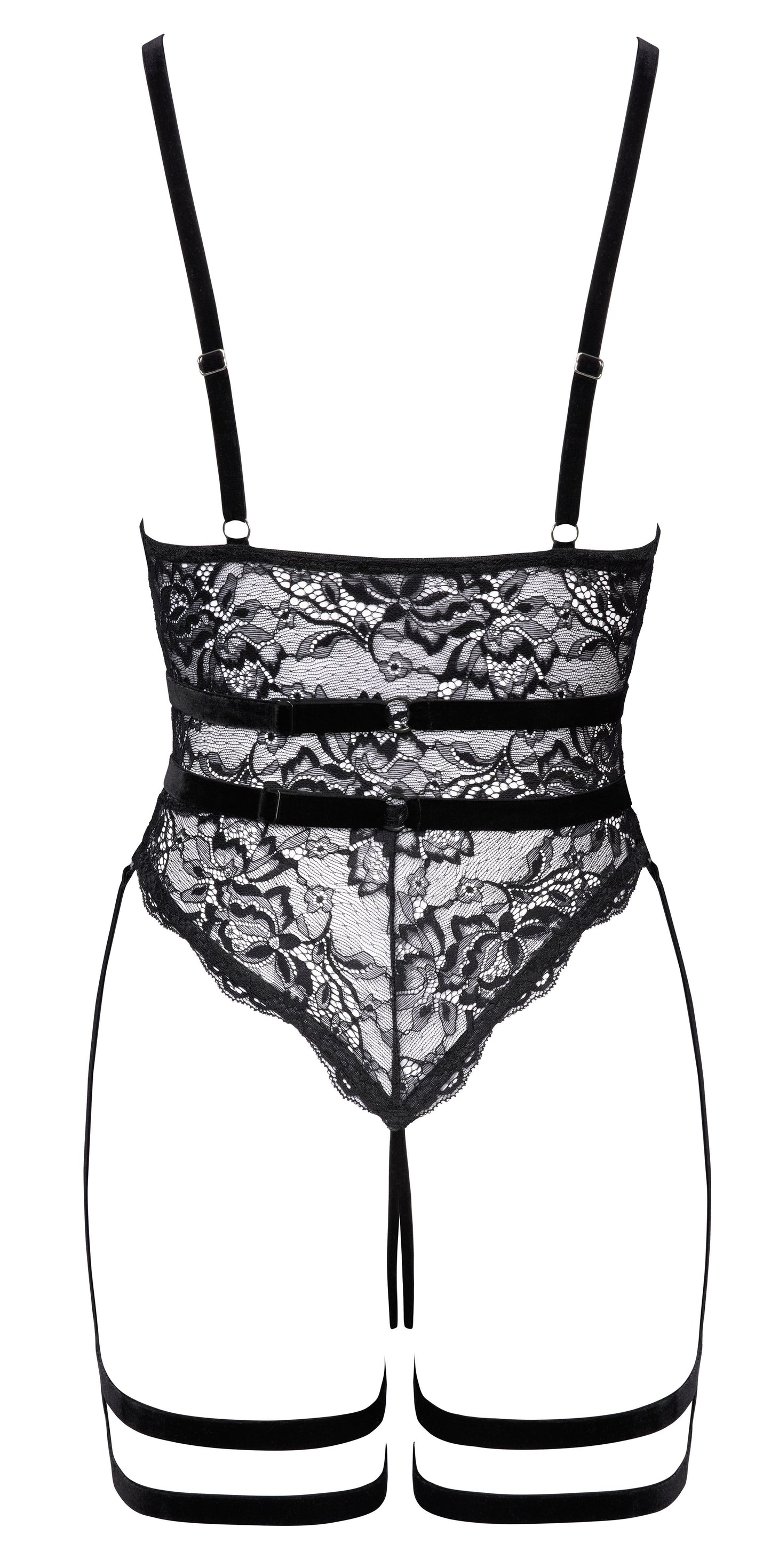Cottelli Lingerie – Crotchless String Body – Black – Crotchless Knickers