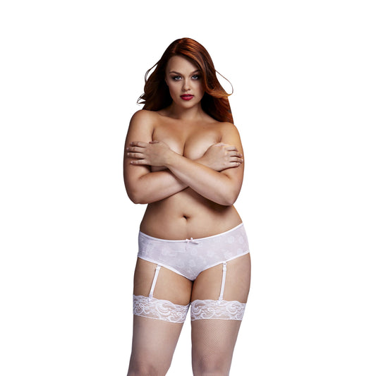 Baci Lingerie – ROSE Open Crotch Boyshort Panty – White XL