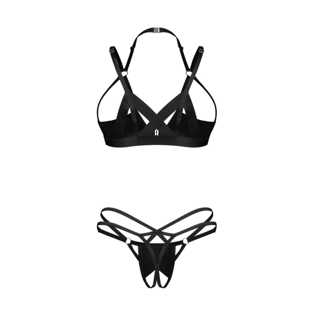 Obsessive – Keira Lise 2-Piece Crotchless Set – Black – Crotchless Knickers