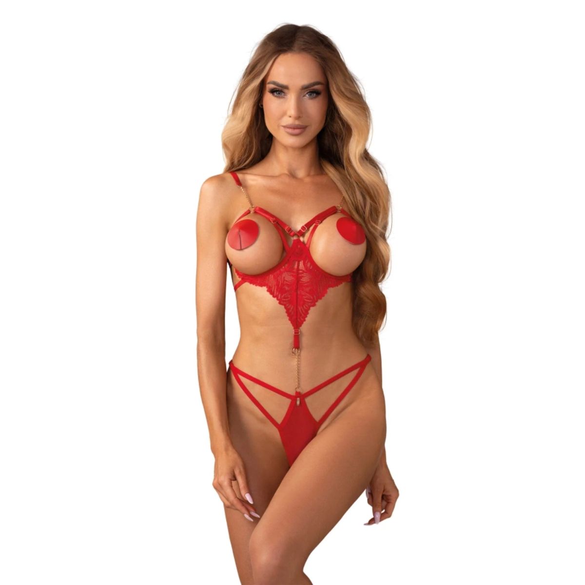 Obsessive – Matildea Crotchless Teddy – Red – Crotchless Knickers